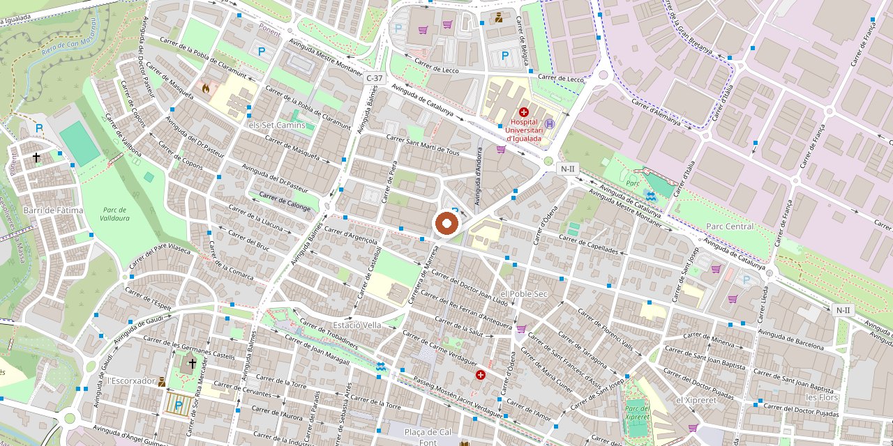 Mapa de situació de la Parròquia Sagrada Família, Igualada